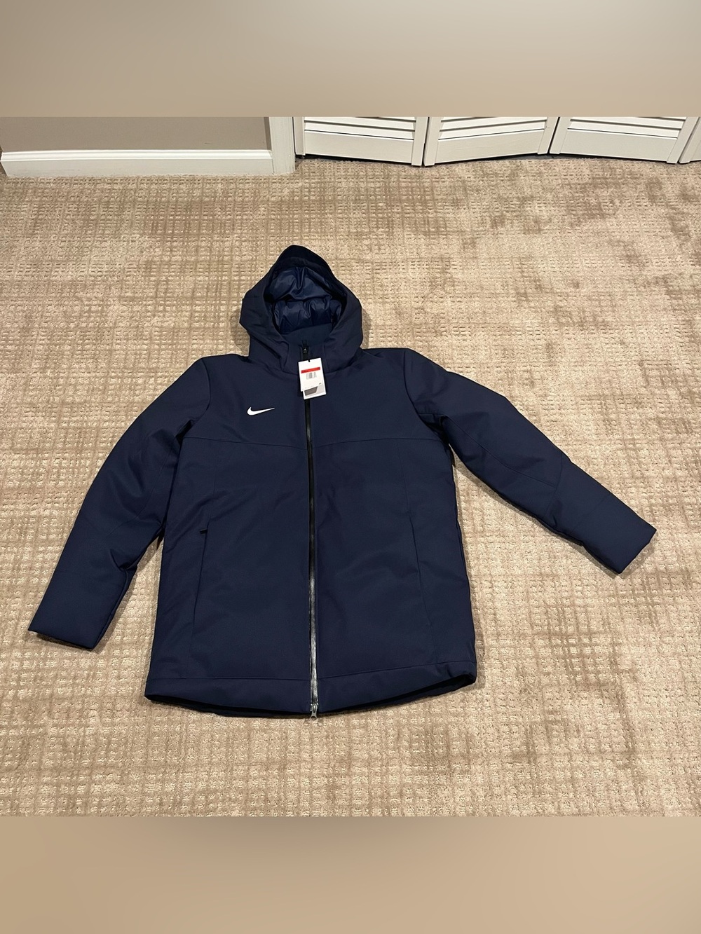 Nike Men's L Down Parka Jacket Navy Blue Football Sideline Coat NWT DJ6526-419
